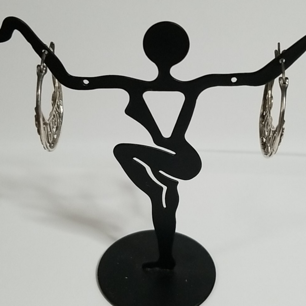 Vintage Sterling Silver Intricate Hoops